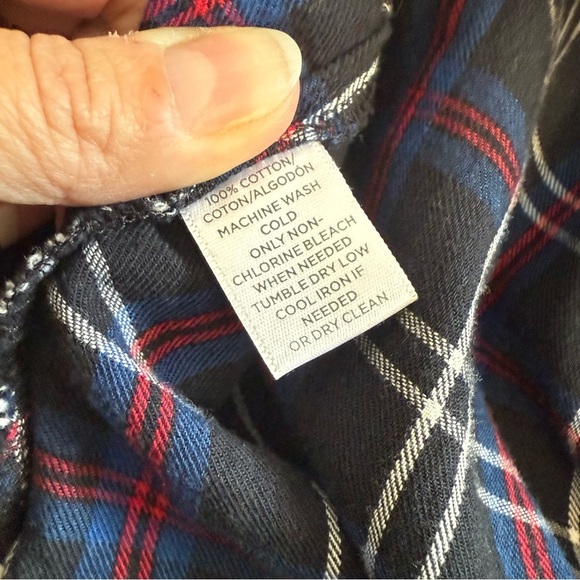 Loft Black Tartan Plaid Split Neck Long Balloon Sleeve Tunic Top Size Large - Picture 9 of 12